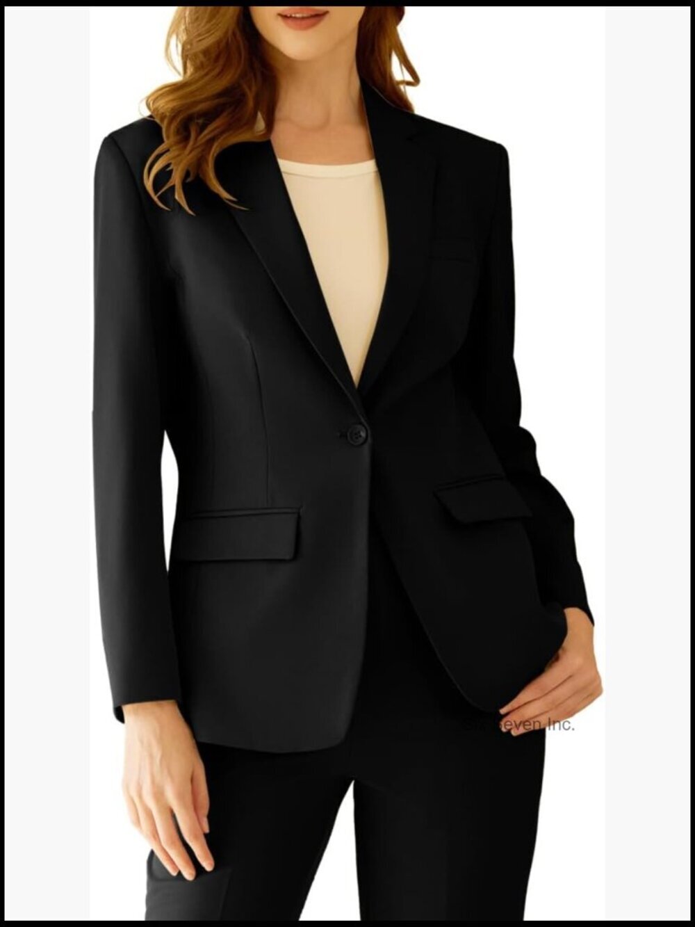 Women's 2 Piece Pantsuit Blazer and Straight Leg Pants Slim Fit Business Office